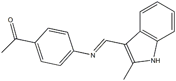 1-(4-{[(E)-(2-methyl-1H-indol-3-yl)methylidene]amino}phenyl)-1-ethanone Struktur