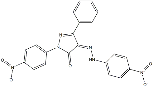 1-(4-nitrophenyl)-3-phenyl-1H-pyrazole-4,5-dione 4-[N-(4-nitrophenyl)hydrazone] 化学構造式