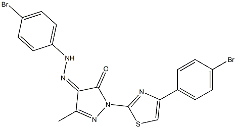 1-[4-(4-bromophenyl)-1,3-thiazol-2-yl]-3-methyl-1H-pyrazole-4,5-dione 4-[N-(4-bromophenyl)hydrazone] Structure