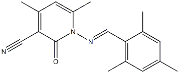 1-{[(E)-mesitylmethylidene]amino}-4,6-dimethyl-2-oxo-1,2-dihydro-3-pyridinecarbonitrile 结构式