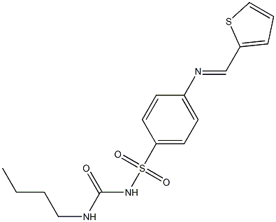 2-({[4-({[(butylamino)carbonyl]amino}sulfonyl)phenyl]imino}methyl)thiophene 结构式