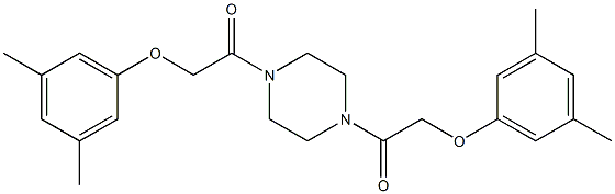 2-(3,5-dimethylphenoxy)-1-{4-[2-(3,5-dimethylphenoxy)acetyl]-1-piperazinyl}-1-ethanone 化学構造式