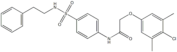 2-(4-chloro-3,5-dimethylphenoxy)-N-{4-[(phenethylamino)sulfonyl]phenyl}acetamide Struktur
