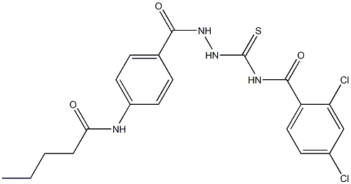 2,4-dichloro-N-({2-[4-(pentanoylamino)benzoyl]hydrazino}carbothioyl)benzamide Structure