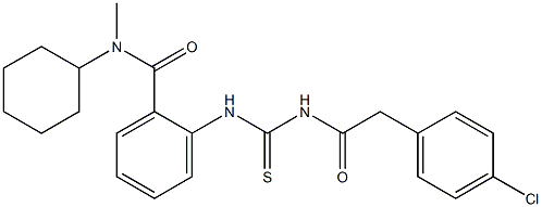 2-[({[2-(4-chlorophenyl)acetyl]amino}carbothioyl)amino]-N-cyclohexyl-N-methylbenzamide,,结构式