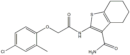 2-{[2-(4-chloro-2-methylphenoxy)acetyl]amino}-4,5,6,7-tetrahydro-1-benzothiophene-3-carboxamide 结构式