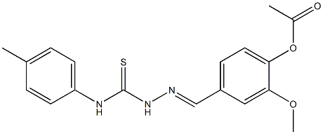 2-methoxy-4-{[(E)-2-(4-toluidinocarbothioyl)hydrazono]methyl}phenyl acetate Struktur