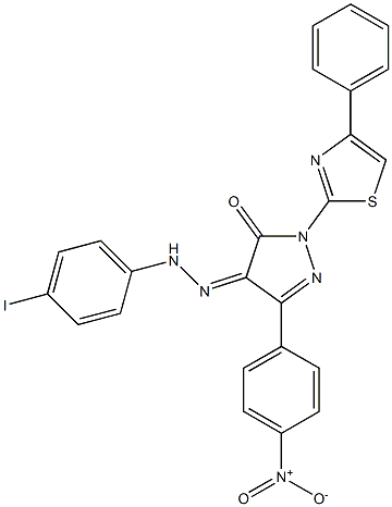 3-(4-nitrophenyl)-1-(4-phenyl-1,3-thiazol-2-yl)-1H-pyrazole-4,5-dione 4-[N-(4-iodophenyl)hydrazone]|