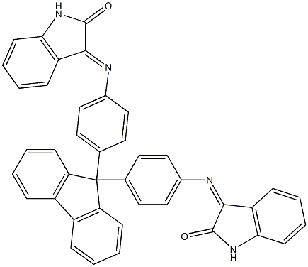 3-{[4-(9-{4-[(2-oxo-1,2-dihydro-3H-indol-3-ylidene)amino]phenyl}-9H-fluoren-9-yl)phenyl]imino}-1,3-dihydro-2H-indol-2-one 化学構造式