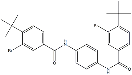 3-bromo-N-(4-{[3-bromo-4-(tert-butyl)benzoyl]amino}phenyl)-4-(tert-butyl)benzamide Struktur