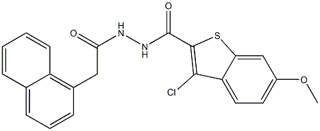 3-chloro-6-methoxy-N'-[2-(1-naphthyl)acetyl]-1-benzothiophene-2-carbohydrazide,,结构式