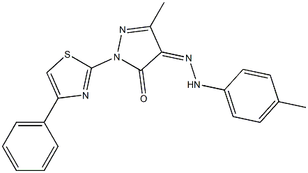 3-methyl-1-(4-phenyl-1,3-thiazol-2-yl)-1H-pyrazole-4,5-dione 4-[N-(4-methylphenyl)hydrazone] Structure