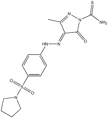 3-methyl-5-oxo-4-{(Z)-2-[4-(1-pyrrolidinylsulfonyl)phenyl]hydrazono}-1H-pyrazole-1(5H)-carbothioamide Struktur