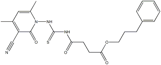 3-phenylpropyl 4-[({[3-cyano-4,6-dimethyl-2-oxo-1(2H)-pyridinyl]amino}carbothioyl)amino]-4-oxobutanoate,,结构式