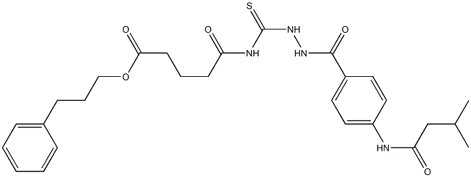3-phenylpropyl 5-{[(2-{4-[(3-methylbutanoyl)amino]benzoyl}hydrazino)carbothioyl]amino}-5-oxopentanoate Struktur