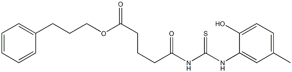 3-phenylpropyl 5-{[(2-hydroxy-5-methylanilino)carbothioyl]amino}-5-oxopentanoate Struktur
