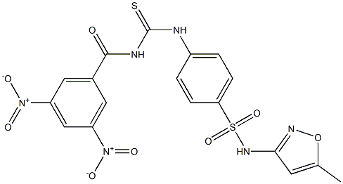 4-({[(3,5-dinitrobenzoyl)amino]carbothioyl}amino)-N-(5-methyl-3-isoxazolyl)benzenesulfonamide 化学構造式