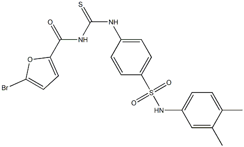 4-({[(5-bromo-2-furoyl)amino]carbothioyl}amino)-N-(3,4-dimethylphenyl)benzenesulfonamide Structure