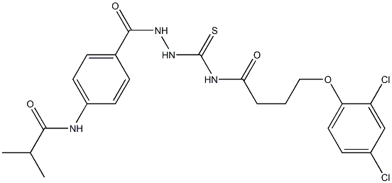 4-(2,4-dichlorophenoxy)-N-({2-[4-(isobutyrylamino)benzoyl]hydrazino}carbothioyl)butanamide 化学構造式