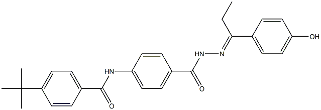 4-(tert-butyl)-N-[4-({2-[(E)-1-(4-hydroxyphenyl)propylidene]hydrazino}carbonyl)phenyl]benzamide 化学構造式