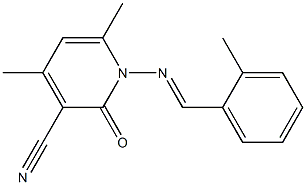4,6-dimethyl-1-{[(E)-(2-methylphenyl)methylidene]amino}-2-oxo-1,2-dihydro-3-pyridinecarbonitrile 结构式