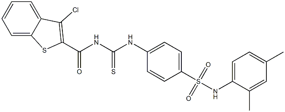 4-[({[(3-chloro-1-benzothiophen-2-yl)carbonyl]amino}carbothioyl)amino]-N-(2,4-dimethylphenyl)benzenesulfonamide Struktur