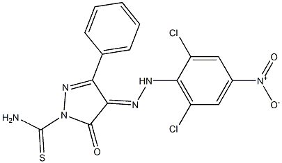 4-[(E)-2-(2,6-dichloro-4-nitrophenyl)hydrazono]-5-oxo-3-phenyl-4,5-dihydro-1H-pyrazole-1-carbothioamide Structure