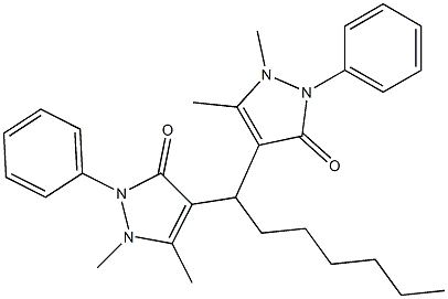 4-[1-(1,5-dimethyl-3-oxo-2-phenyl-2,3-dihydro-1H-pyrazol-4-yl)heptyl]-1,5-dimethyl-2-phenyl-1,2-dihydro-3H-pyrazol-3-one|