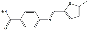 4-{[(E)-(5-methyl-2-thienyl)methylidene]amino}benzamide Struktur