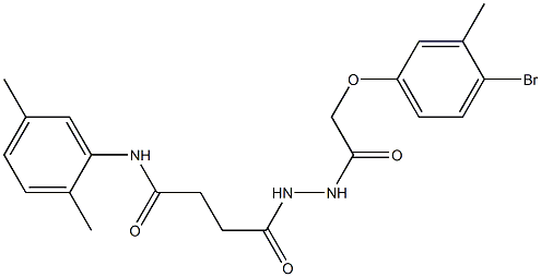 4-{2-[2-(4-bromo-3-methylphenoxy)acetyl]hydrazino}-N-(2,5-dimethylphenyl)-4-oxobutanamide,,结构式