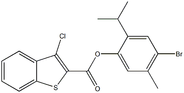 4-bromo-2-isopropyl-5-methylphenyl 3-chloro-1-benzothiophene-2-carboxylate,,结构式