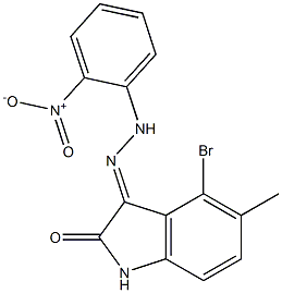 4-bromo-5-methyl-1H-indole-2,3-dione 3-[N-(2-nitrophenyl)hydrazone],,结构式