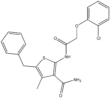 5-benzyl-2-{[2-(2-chlorophenoxy)acetyl]amino}-4-methyl-3-thiophenecarboxamide 结构式