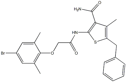 5-benzyl-2-{[2-(4-bromo-2,6-dimethylphenoxy)acetyl]amino}-4-methyl-3-thiophenecarboxamide Structure