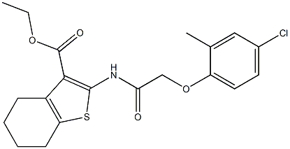 ethyl 2-{[2-(4-chloro-2-methylphenoxy)acetyl]amino}-4,5,6,7-tetrahydro-1-benzothiophene-3-carboxylate 化学構造式
