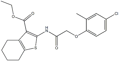 ethyl 2-{[2-(4-chloro-2-methylphenoxy)acetyl]amino}-4,5,6,7-tetrahydro-1-benzothiophene-3-carboxylate Struktur