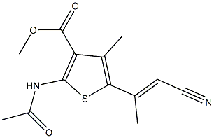 methyl 2-(acetylamino)-5-[(E)-2-cyano-1-methylethenyl]-4-methyl-3-thiophenecarboxylate,,结构式