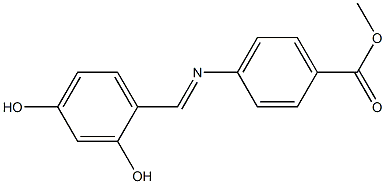 methyl 4-{[(E)-(2,4-dihydroxyphenyl)methylidene]amino}benzoate Struktur