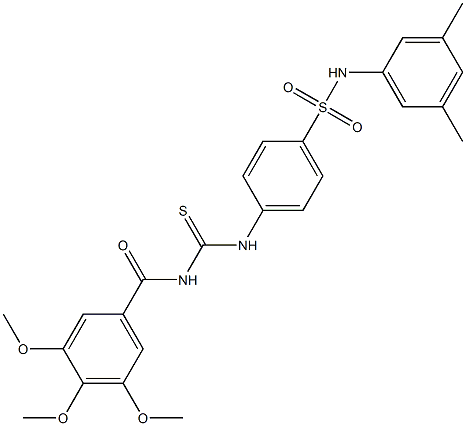 N-(3,5-dimethylphenyl)-4-({[(3,4,5-trimethoxybenzoyl)amino]carbothioyl}amino)benzenesulfonamide 结构式