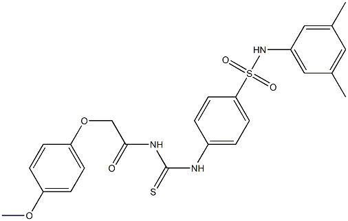 N-(3,5-dimethylphenyl)-4-[({[2-(4-methoxyphenoxy)acetyl]amino}carbothioyl)amino]benzenesulfonamide,,结构式