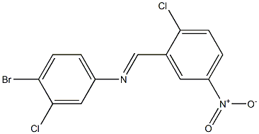 4-bromo-3-chloro-N-[(E)-(2-chloro-5-nitrophenyl)methylidene]aniline,,结构式