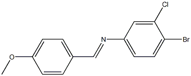 4-bromo-3-chloro-N-[(E)-(4-methoxyphenyl)methylidene]aniline,,结构式