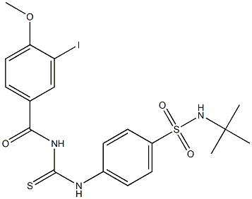 N-(tert-butyl)-4-({[(3-iodo-4-methoxybenzoyl)amino]carbothioyl}amino)benzenesulfonamide 结构式