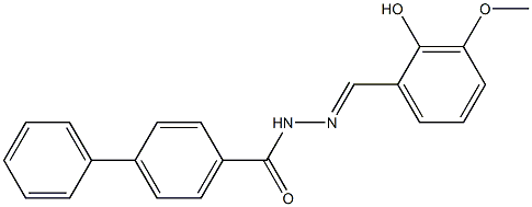 N'-[(E)-(2-hydroxy-3-methoxyphenyl)methylidene][1,1'-biphenyl]-4-carbohydrazide 结构式