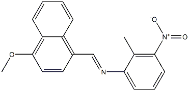 N-[(E)-(4-methoxy-1-naphthyl)methylidene]-N-(2-methyl-3-nitrophenyl)amine 化学構造式