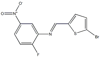 N-[(E)-(5-bromo-2-thienyl)methylidene]-N-(2-fluoro-5-nitrophenyl)amine 化学構造式