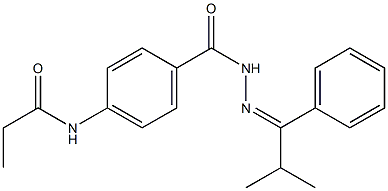 N-[4-({2-[(Z)-2-methyl-1-phenylpropylidene]hydrazino}carbonyl)phenyl]propanamide Structure