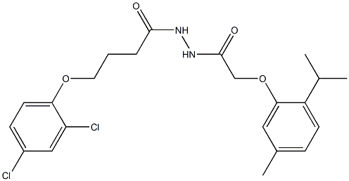 N'-[4-(2,4-dichlorophenoxy)butanoyl]-2-(2-isopropyl-5-methylphenoxy)acetohydrazide Structure