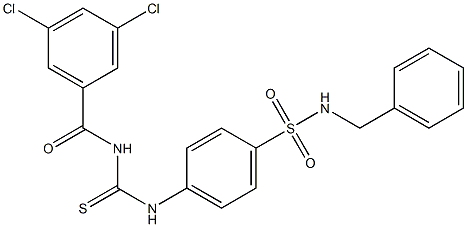 N-benzyl-4-({[(3,5-dichlorobenzoyl)amino]carbothioyl}amino)benzenesulfonamide 化学構造式