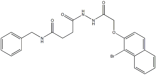 N-benzyl-4-(2-{2-[(1-bromo-2-naphthyl)oxy]acetyl}hydrazino)-4-oxobutanamide Structure